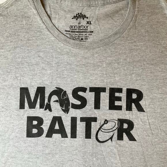 Ann Arbor Men Short Sleeve Crewneck T-shirt Size XL, Gray, Master Baiter - Picture 5 of 7